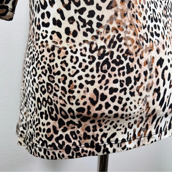 Saks Fifth Avenue Womens Top Cheetah Print Black Label 1/2 Sleeve V Neck Animal - Picture 14 of 14